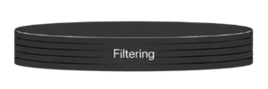 A mid-sized horizontal oval labeled “Filtering,” positioned below Sourcing with a downward arrow